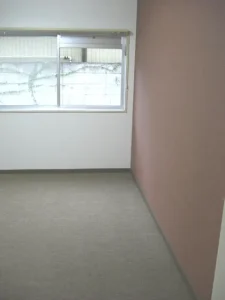 アクセント壁紙を貼って、カーペットを張り替えた賃貸物件の部屋